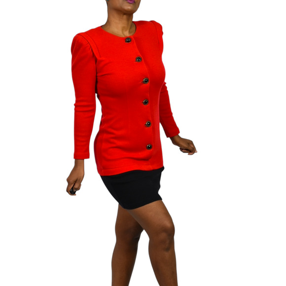 Vintage All That Jazz Blazer Dress Red Twofer Shoulder Pads Mini Buttons Small 4 - Picture 16 of 16